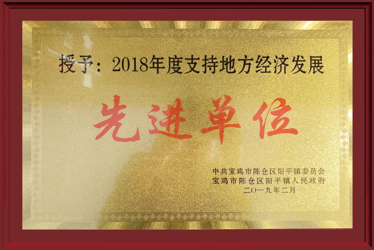 2018年度支持地方经济发展先进单位